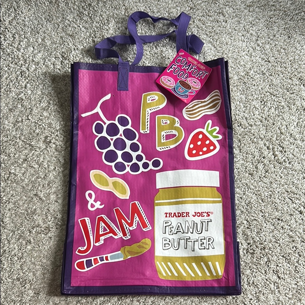 Trader Joe's Magenta Peanut Butter & Jam/ Mac & Cheese Tote